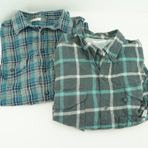 Lot of 2 Columbia/Sonoma Outdoor Casuals Men's Flannel Shirt Plaid Blue Size XL